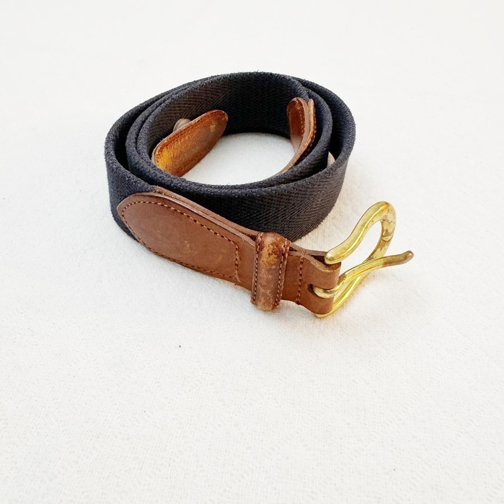 Coach Canvas Leather Accent Belt Brass Buckles 38”